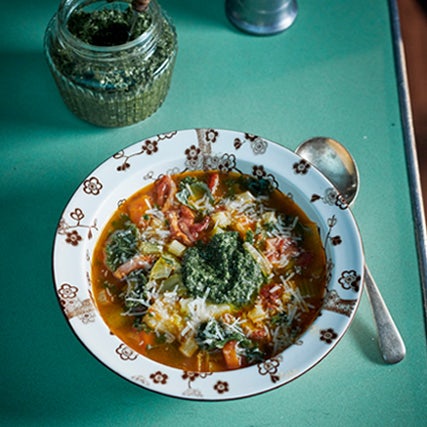 Irish Minestrone with Wild Nettle Pesto